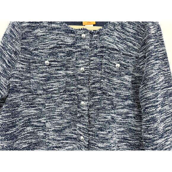 NWT Ruby Rd Navy Boucle Blazer Petite Large Jacket Classic Boxy Capsule Women - Picture 2 of 8